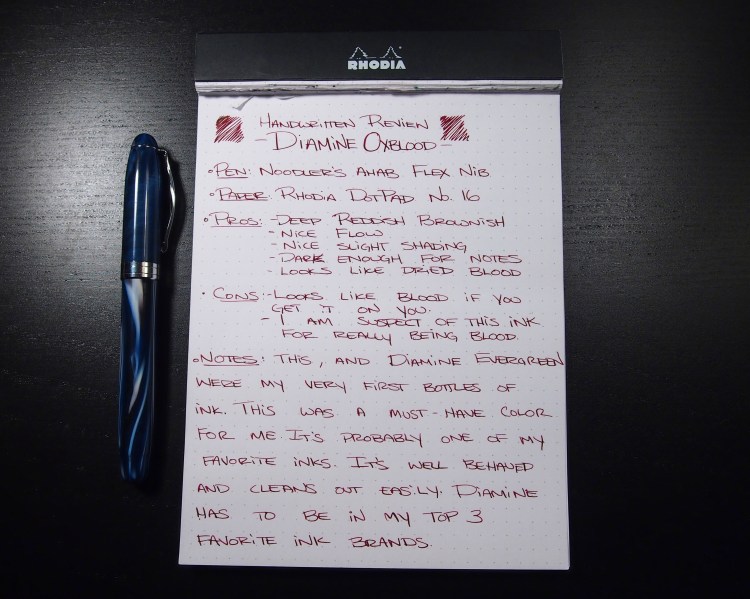 Diamine Oxblood Handwritten Review - Page 1