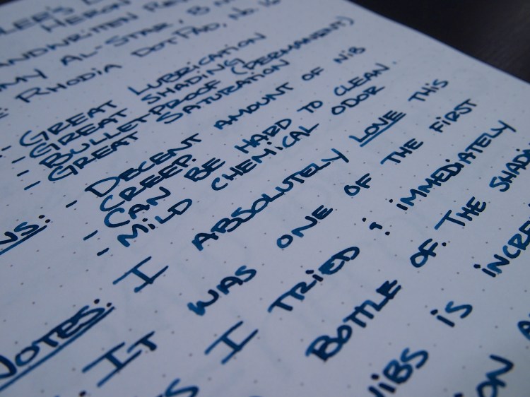 Noodler's Bad Blue Heron Handwritten Review 