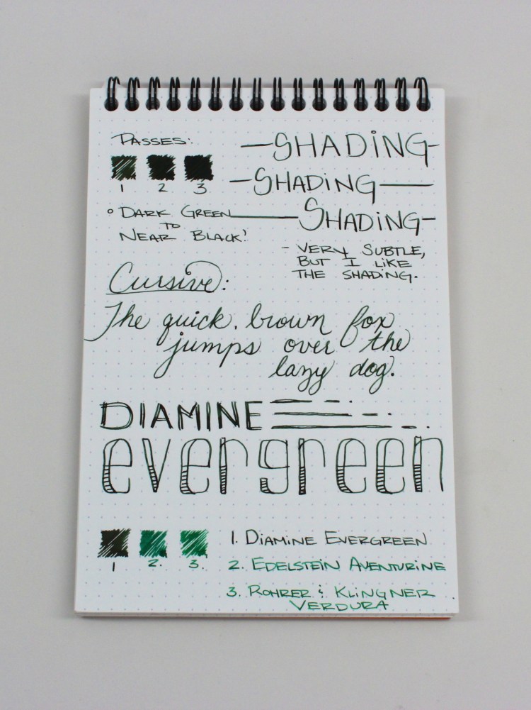 Diamine Evergreen Handwritten Review 2