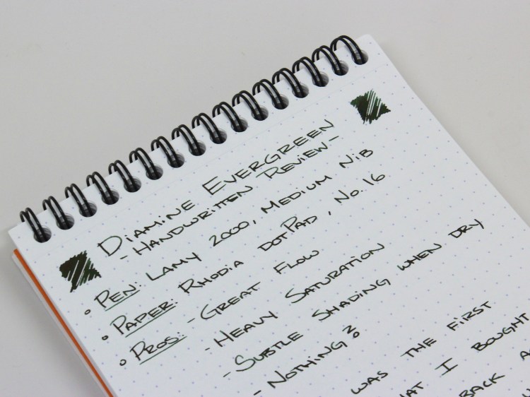 Diamine Evergreen Handwritten Review 3