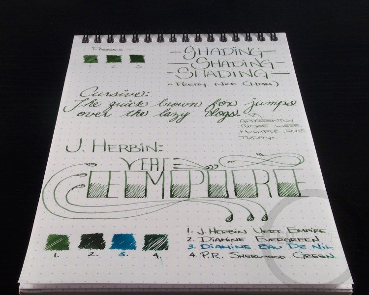 J. Herbin Vert Empire Fountain Pen Ink Handwritten Review 1