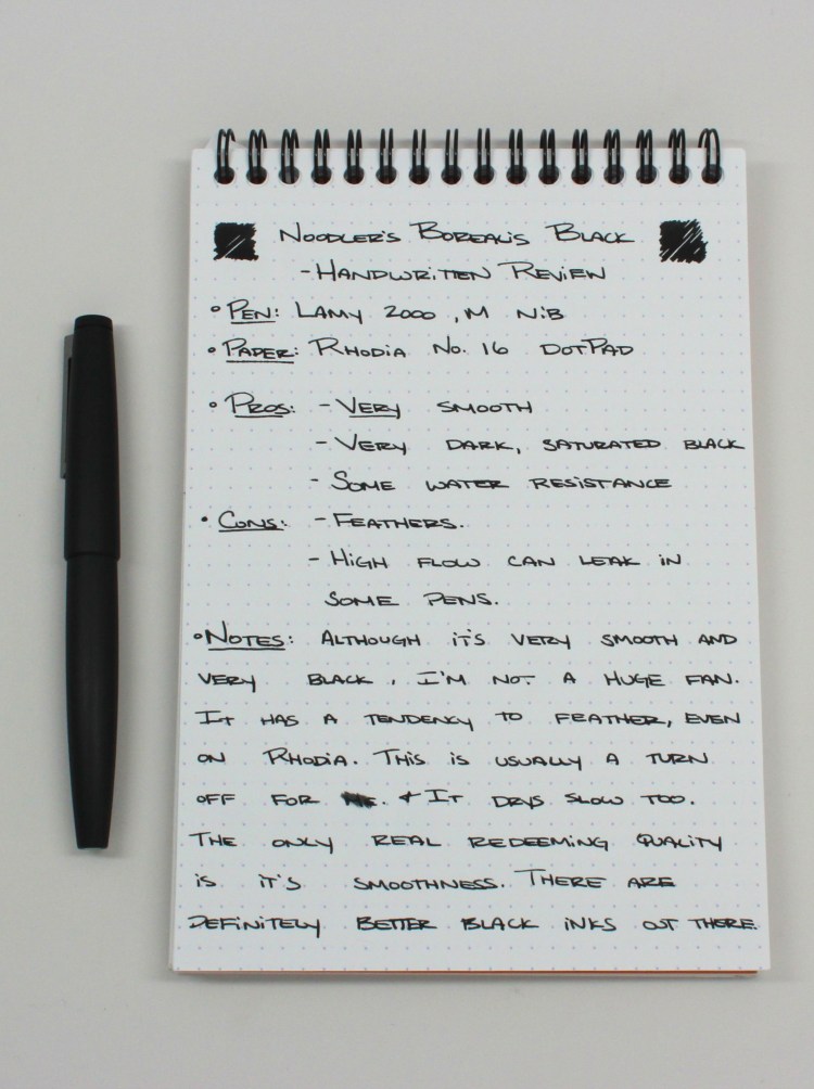 Noodler's Borealis Black Handwritten Review 1