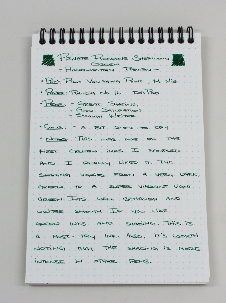 Private Reserve Handwritten Review 2