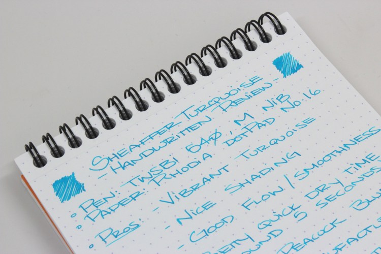Sheaffer Turquoise Handwritten Review 3