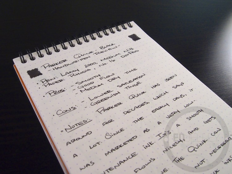 Parker Quink Black Ink Handwritten Review 102
