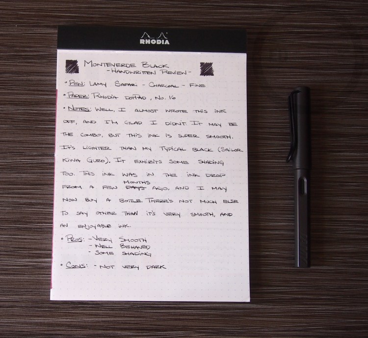 Monteverde Black Fountain Pen Ink Review 1
