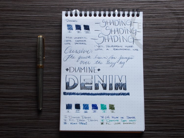 Diamine Denim Fountain Pen Ink Review 2