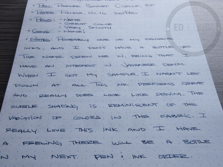 Diamine Denim Fountain Pen Ink Review 5