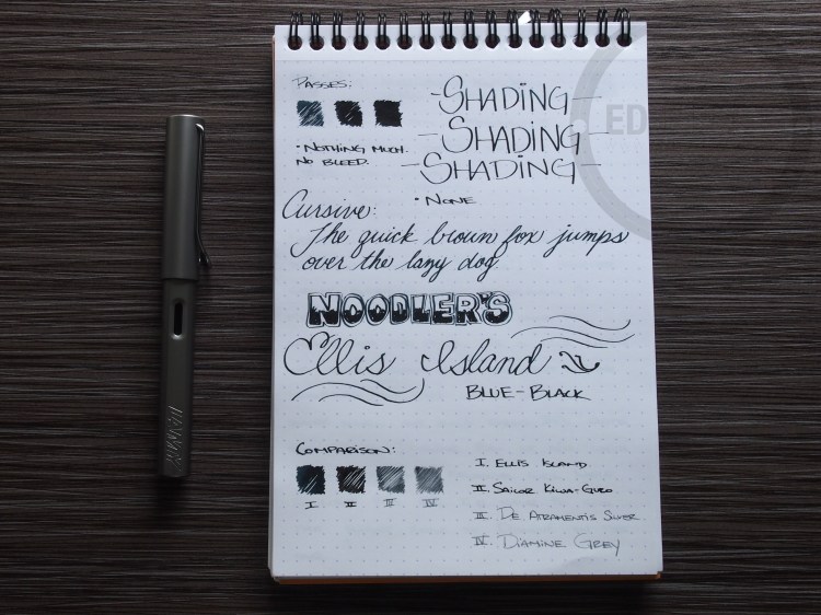 Noodler's Ellis Island Blue Black Fountain Pen Ink Review 2