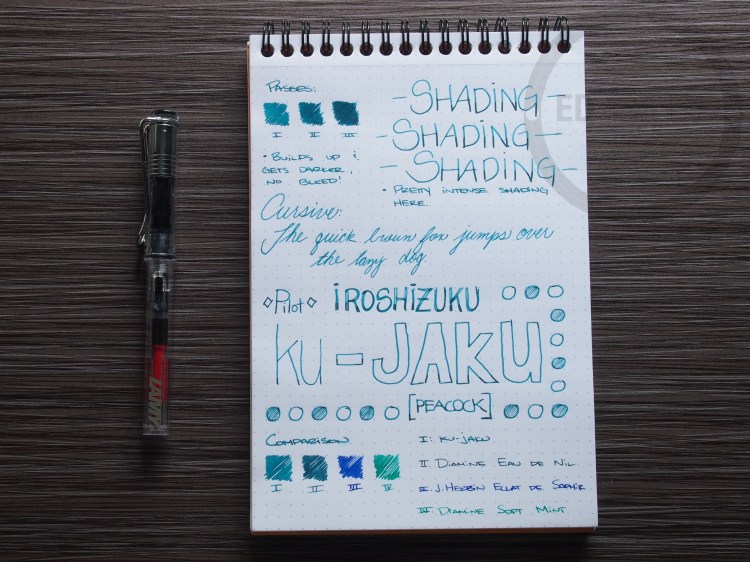 Pilot Iroshizuku ku-jaku Fountain Pen Ink Review 2