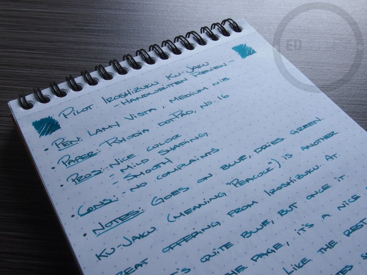 Pilot Iroshizuku ku-jaku Fountain Pen Ink Review 3