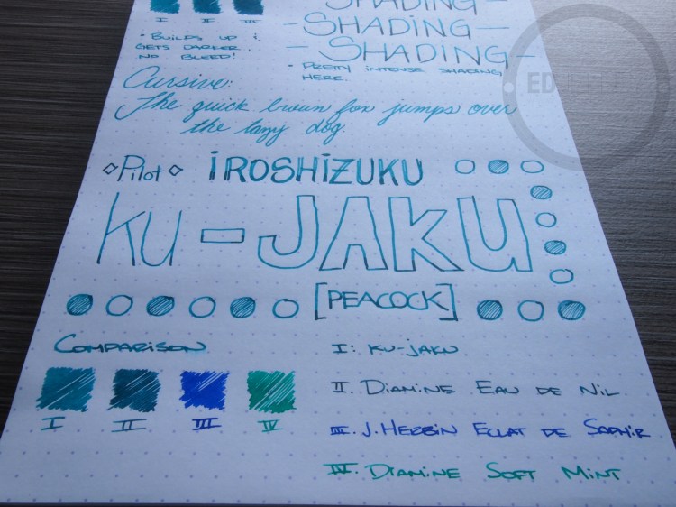 Pilot Iroshizuku ku-jaku Fountain Pen Ink Review 9