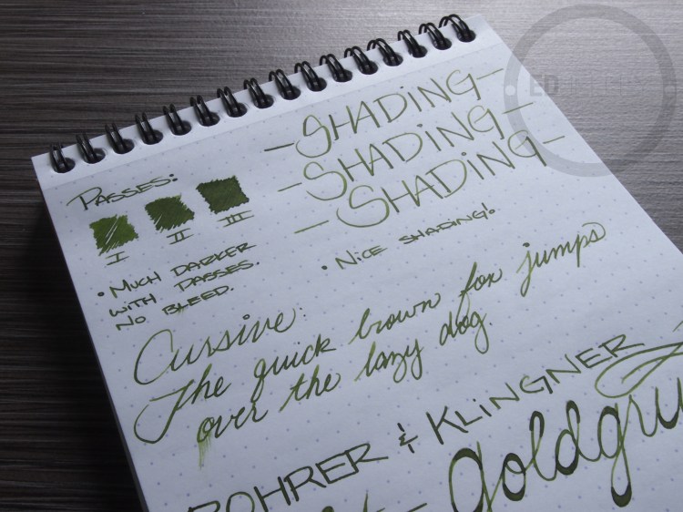 Rohrer and Klinger Alt-Goldgrun Fountain Pen Ink Review 1