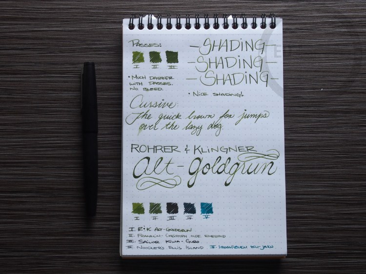 Rohrer and Klinger Alt-Goldgrun Fountain Pen Ink Review 3