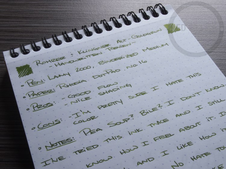 Rohrer and Klinger Alt-Goldgrun Fountain Pen Ink Review 4