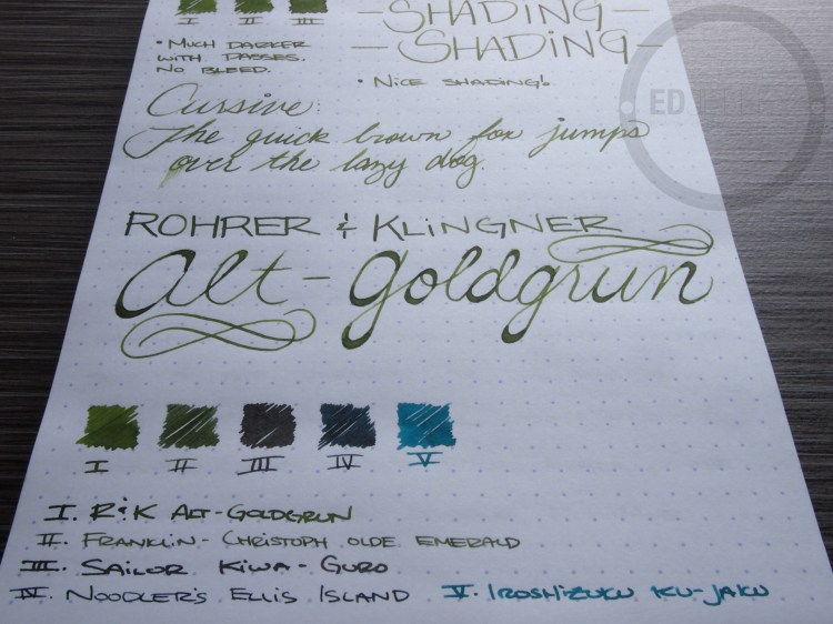 Rohrer and Klinger Alt-Goldgrun Fountain Pen Ink Review 8