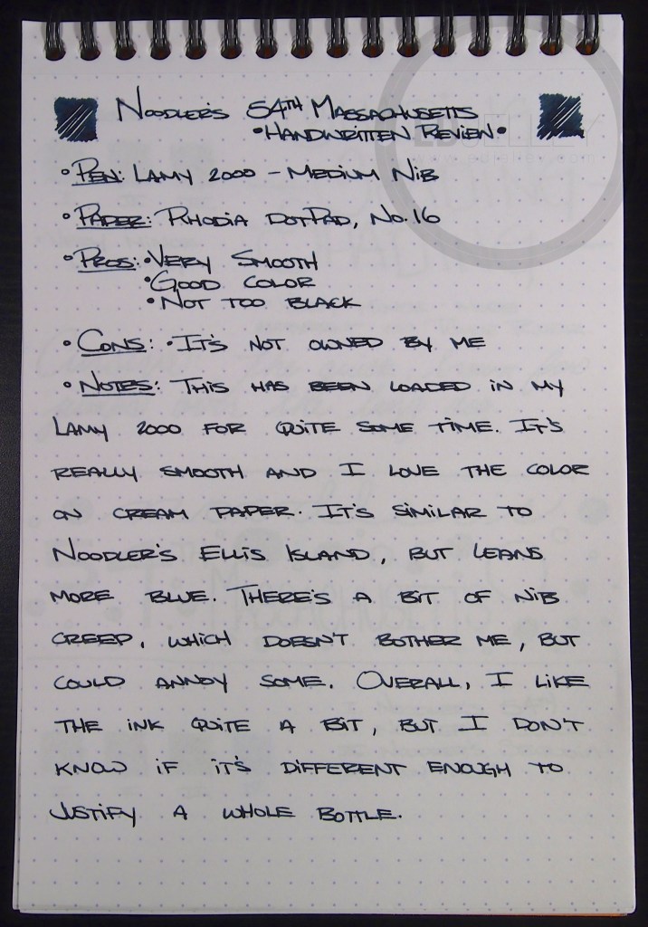 Noodler's 54th Massachusetts Ink Review