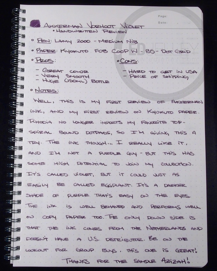 PW Akkerman Vorhoot Violet Fountain Pen Ink 2