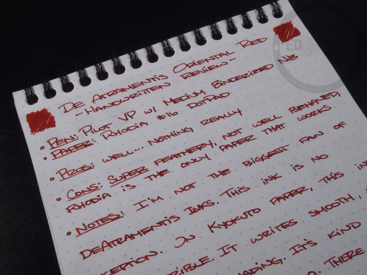 DeAtramentis Oriental Red Fountain Pen Ink Review 5