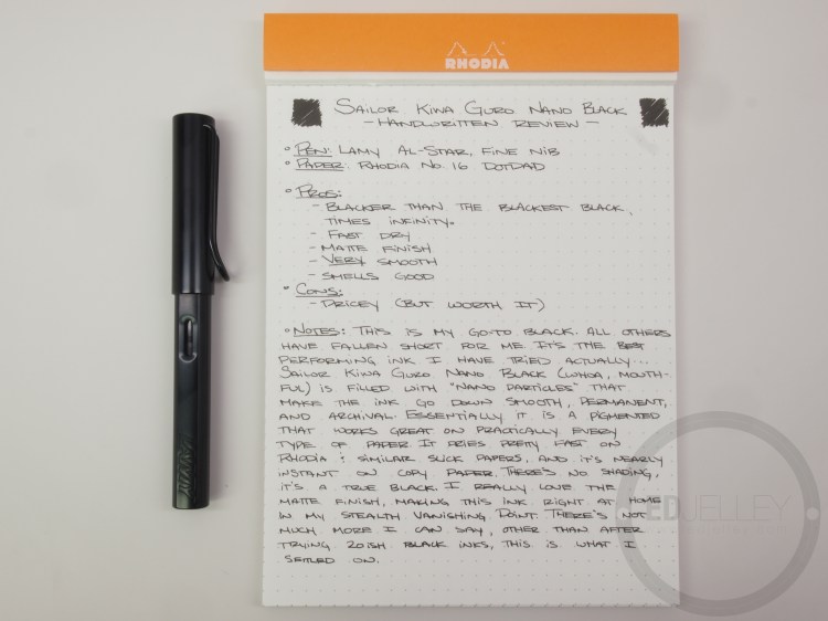 Sailor Kiwa Guro Nano Black Fountain Pen Ink Review