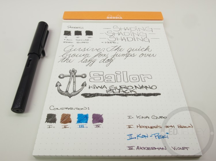 Sailor Kiwa Guro Nano Black Fountain Pen Ink Review