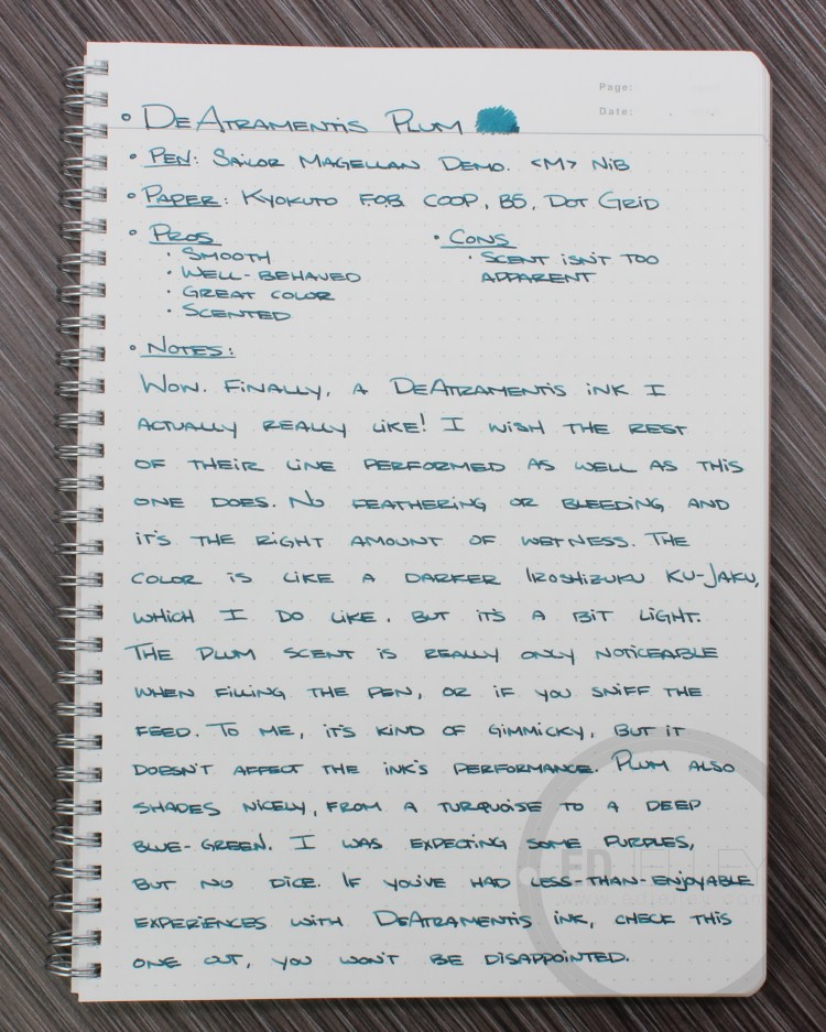 De Atramentis Plum Fountain Pen Ink Review