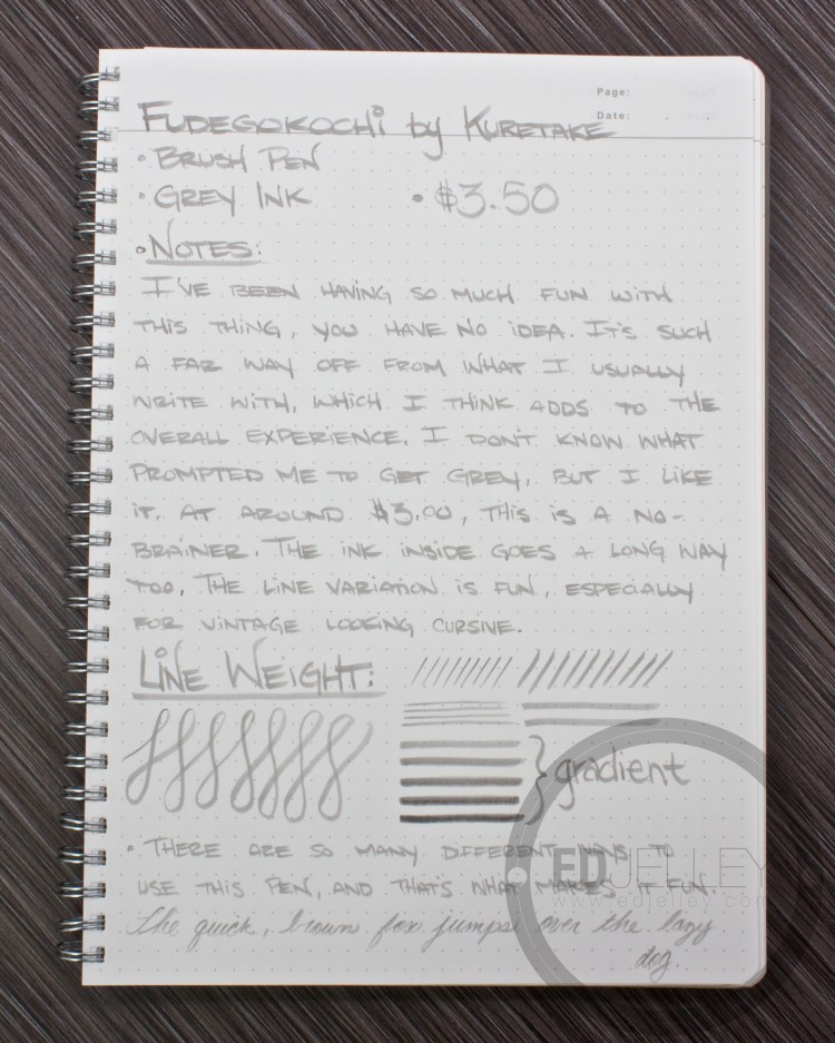 Kuretake Fudegokochi Brush Pen Review Grey