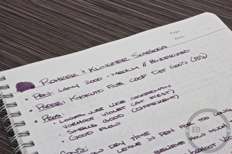 Roher and Klingner Scabiosa Iron Gall Fountain Pen Ink Review