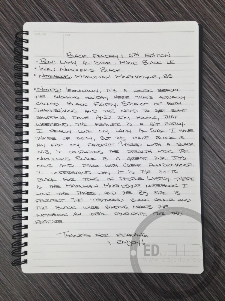 Black Friday 6 - Lamy AL-Star, Maruman Mnemosyne, Noodler's Black