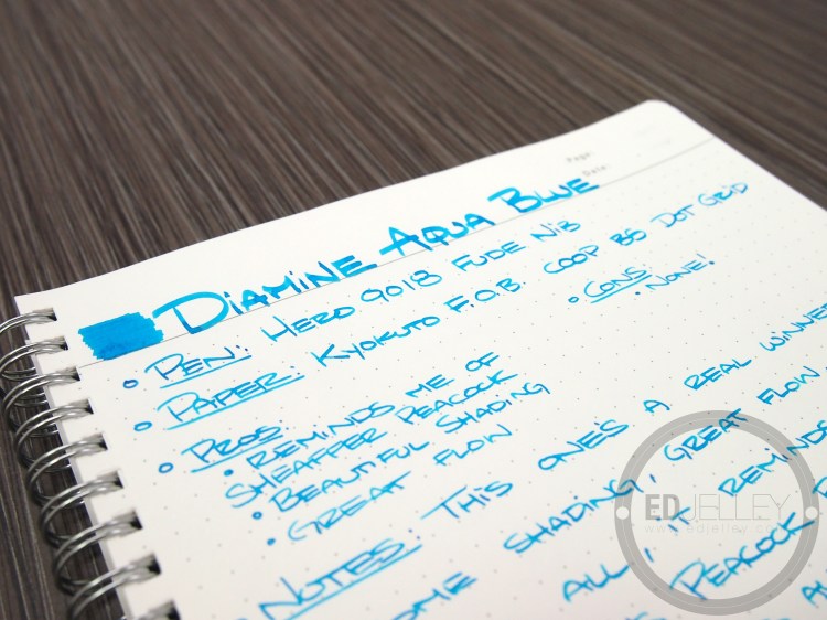 Diamine Aqua Blue Fountain Pen Ink Review