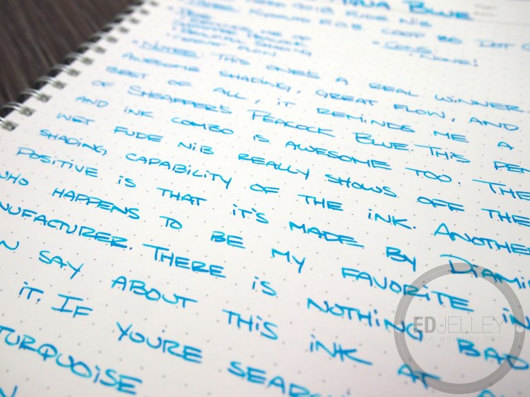 Diamine Aqua Blue Fountain Pen Ink Review