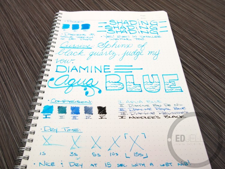 Diamine Aqua Blue Fountain Pen Ink Review