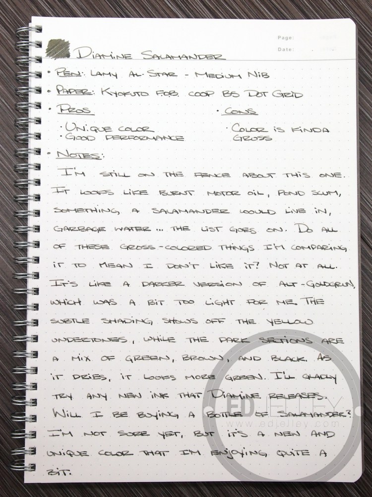 Diamine Salamander Fountain Pen Ink Review