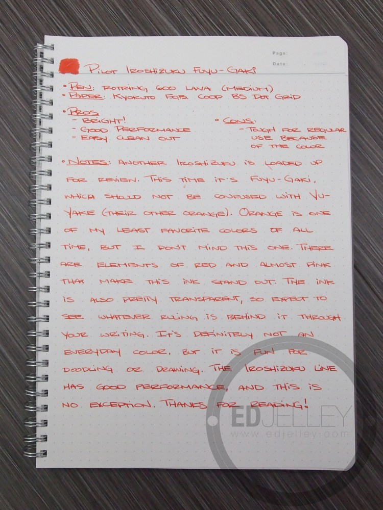 Iroshizuku Fuyu-Gaki Fountain Pen Ink Review