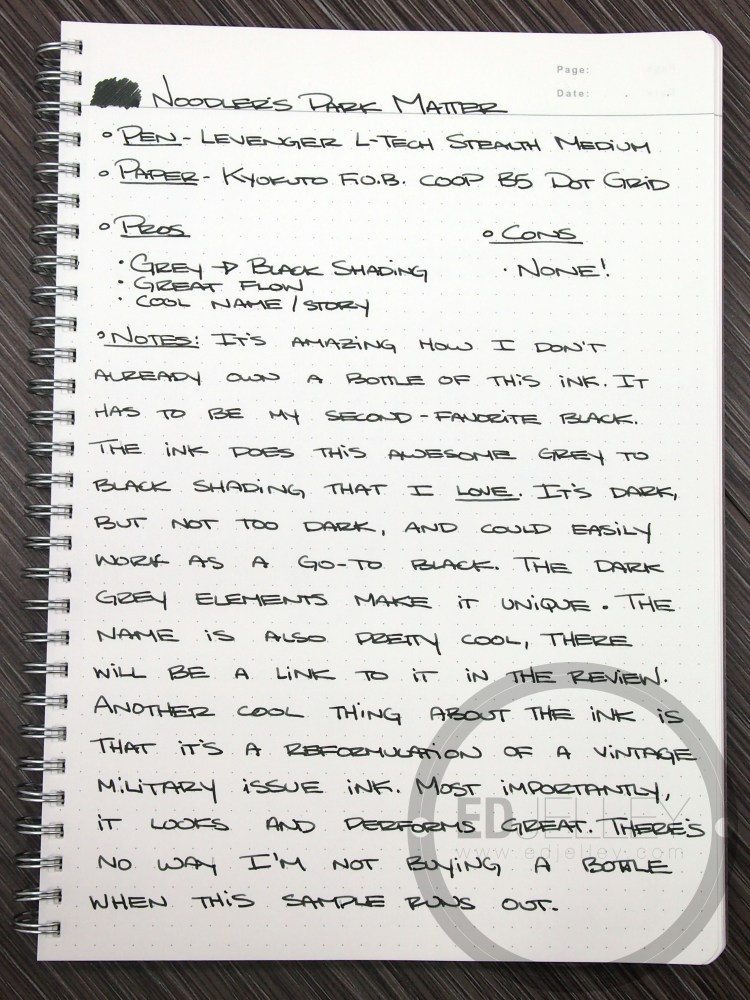 Noodler's Dark Matter Ink Fountain Pen Ink Review