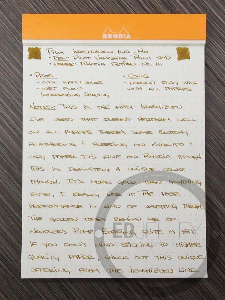 Pilot Iroshizuku Ina-Ho Fountain Pen Ink Review