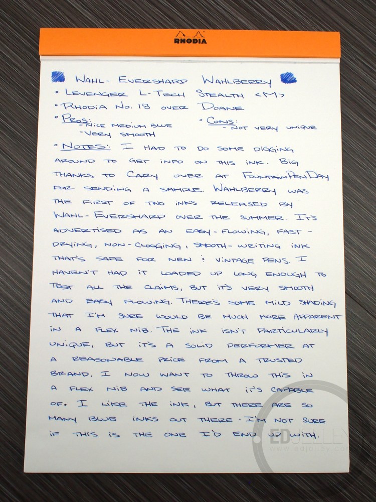 Wahl Eversharp Wahlberry Fountain Pen Ink Review