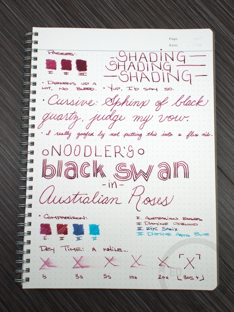 Noodler's Black Swan in Australian Roses Fountain Pen Ink Review