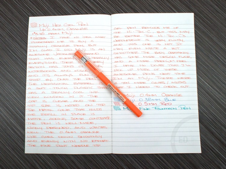 Muji Hexagonal Gel Pen Orange 0.4mm Review