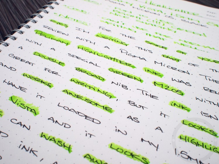 Pelikan M205 Duo Highlighter Green Fountain Pen Ink Review