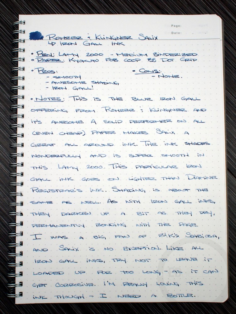 Rohrer & Klingner Salix Iron Gall Fountain Pen Ink Review