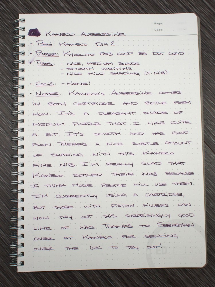 Kaweco Aubergine Fountain Pen Ink Review 1
