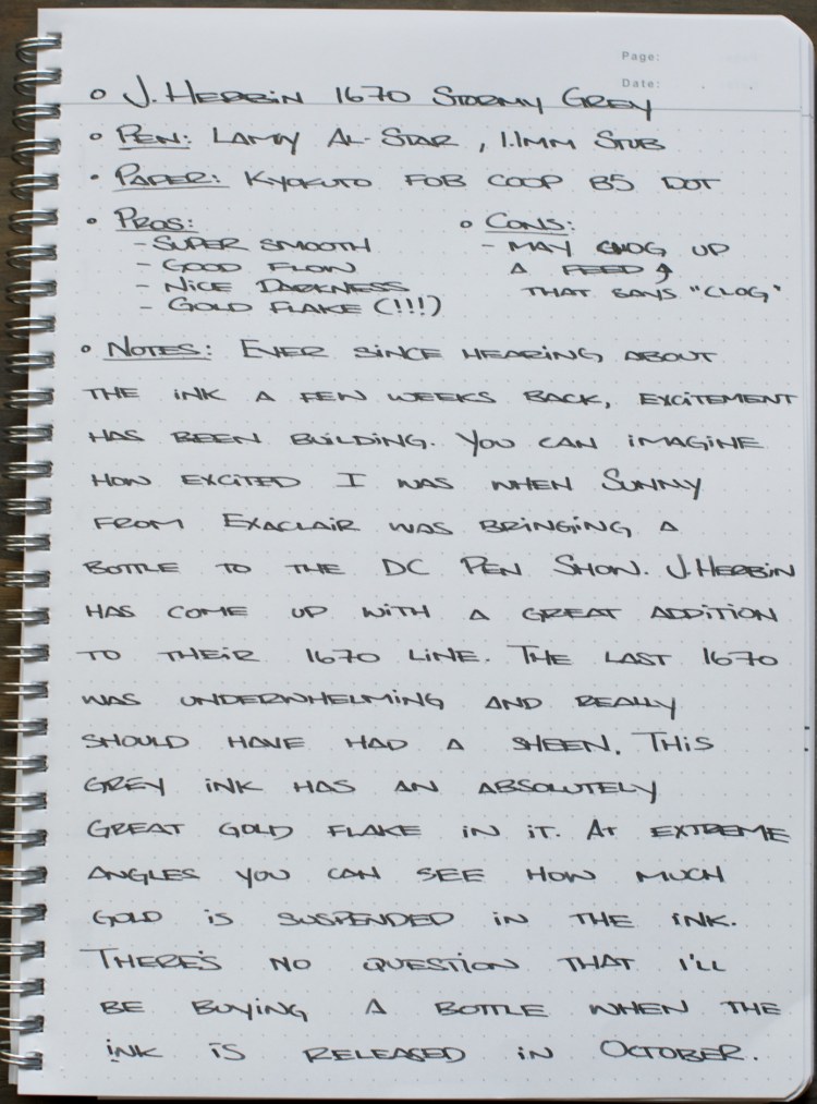 J Herbin 1670 Stormy Grey Fountain Pen Ink Review