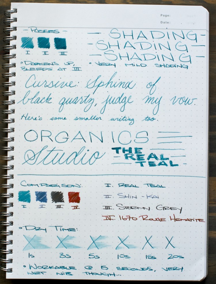 Organics Studio The Real Teal Fountain Pen Ink Review