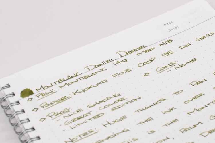 Montblanc Defoe Writers Edition Palm Green Fountain Pen Ink