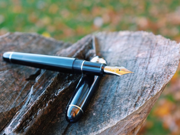 Platinum 3776 Black Diamond with a broad nib