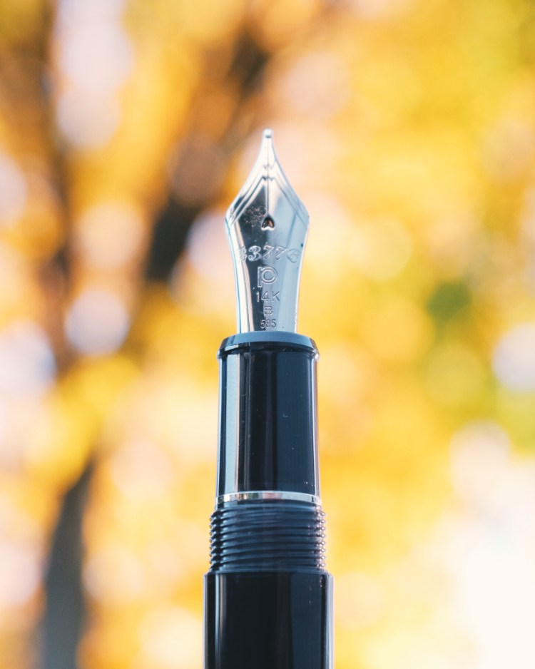 Platinum 3776 Black Diamond with a broad nib